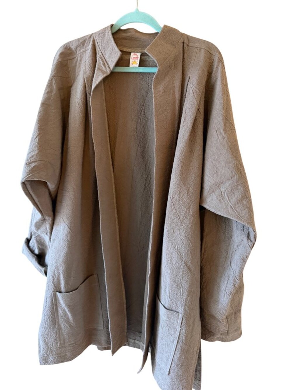 Deva By Cammy Womens Open-front Jacket Cotton Tan Size 2X Tan Cotton Casual New